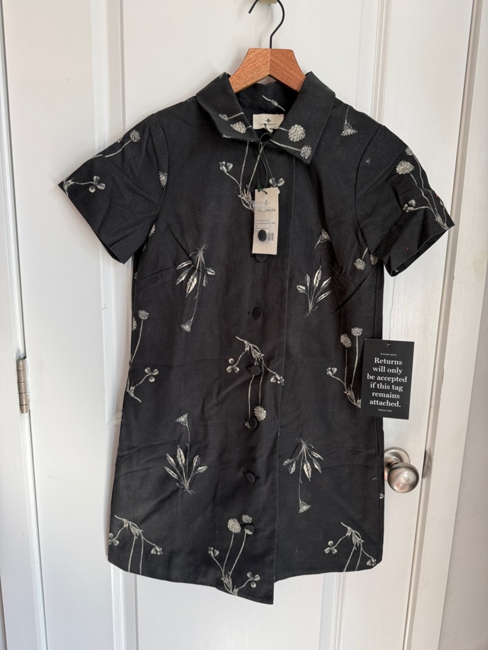 Tuckernuck Black Mini Dress with Cream Floral Print